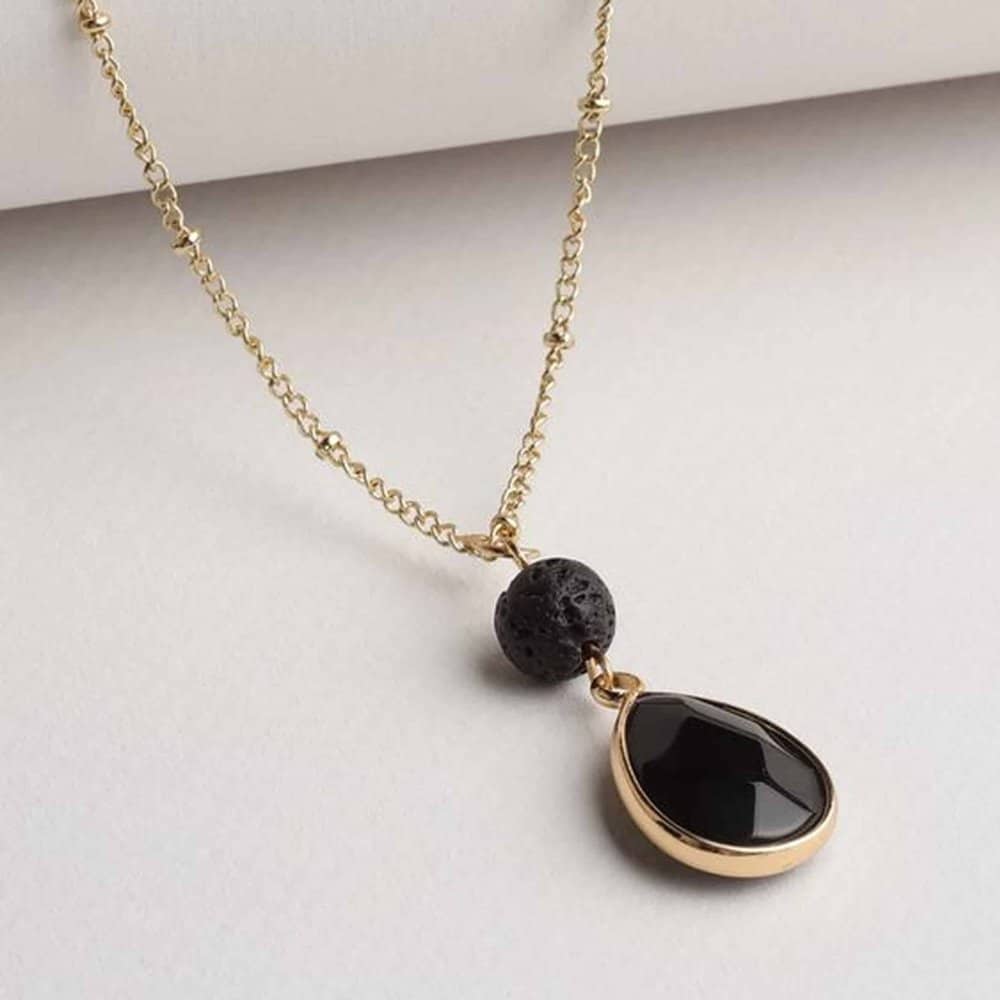 Aromatherapy Essential Oil Diffuser Onyx Glass Bead Necklace/Pendant