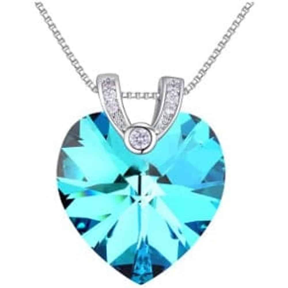 Crystal Heart Halo Pendant Necklace