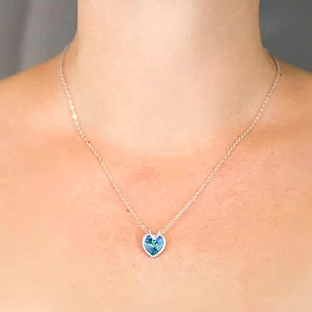 Crystal Heart Halo Pendant Necklace