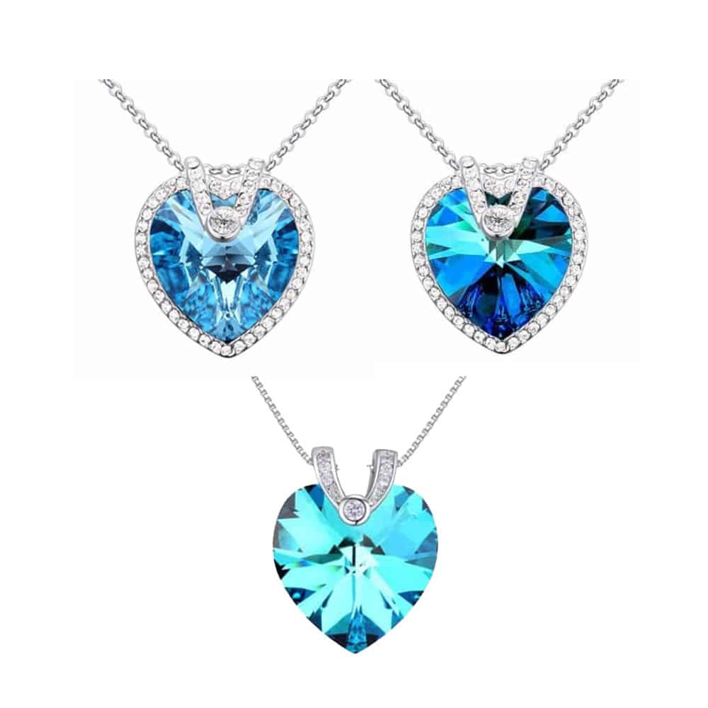 Crystal Heart Halo Pendant Necklace